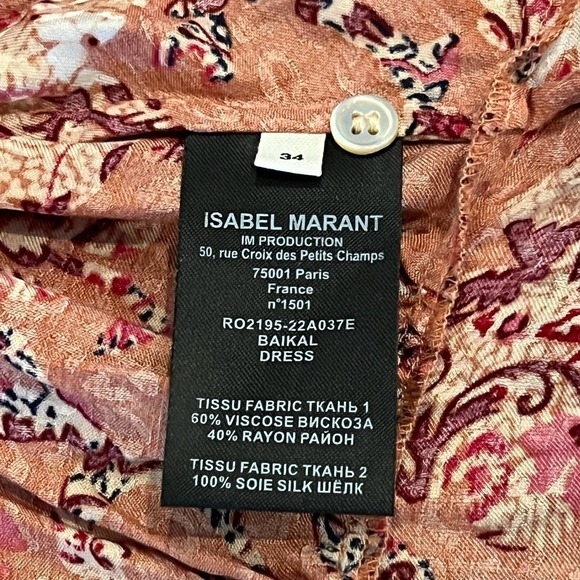 ISABEL ETOILE MARANT BAIKAL FLORAL JACQUARD WRAP DRESS PINK NWT WOMEN'S SIZE 34 - Picture 15 of 16